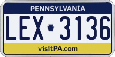 PA license plate LEX3136