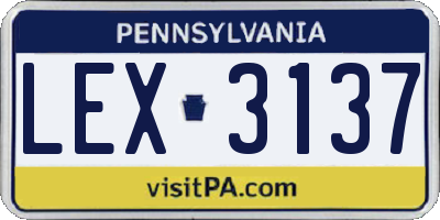 PA license plate LEX3137