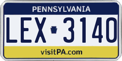 PA license plate LEX3140