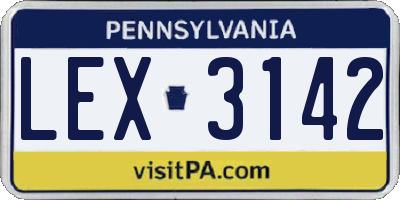 PA license plate LEX3142