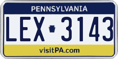 PA license plate LEX3143