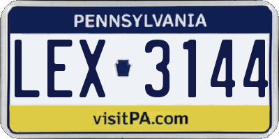 PA license plate LEX3144