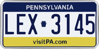 PA license plate LEX3145