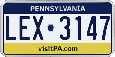 PA license plate LEX3147