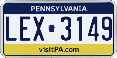 PA license plate LEX3149