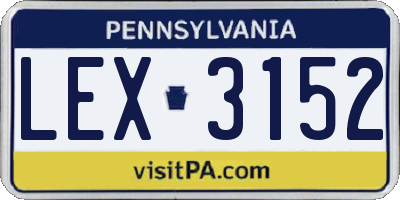 PA license plate LEX3152