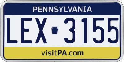 PA license plate LEX3155