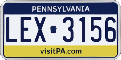 PA license plate LEX3156