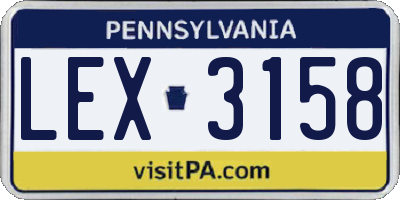 PA license plate LEX3158