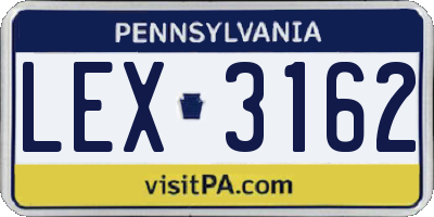 PA license plate LEX3162