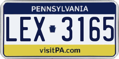 PA license plate LEX3165