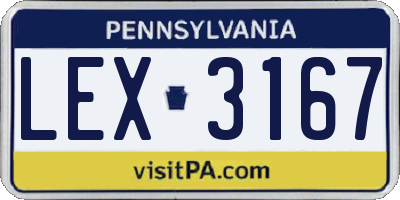 PA license plate LEX3167