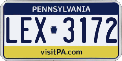 PA license plate LEX3172