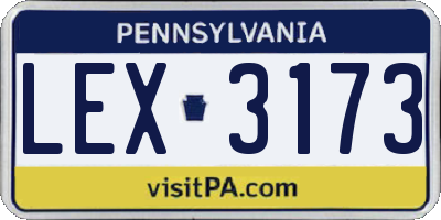 PA license plate LEX3173