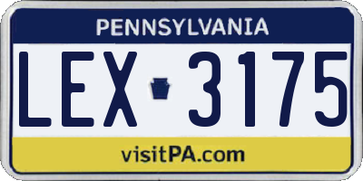 PA license plate LEX3175