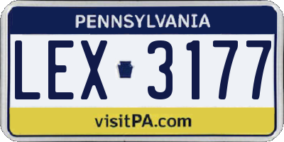 PA license plate LEX3177
