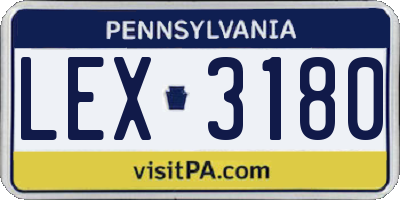 PA license plate LEX3180