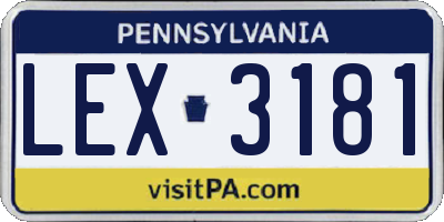 PA license plate LEX3181