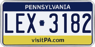 PA license plate LEX3182