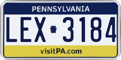PA license plate LEX3184