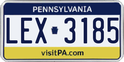 PA license plate LEX3185
