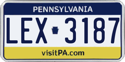PA license plate LEX3187