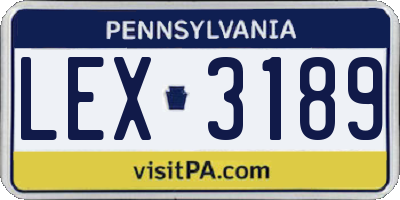 PA license plate LEX3189