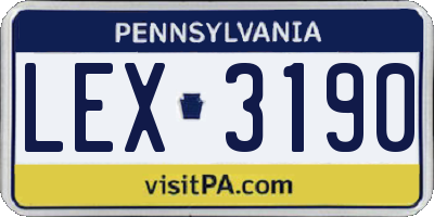 PA license plate LEX3190