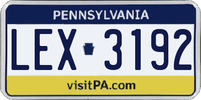 PA license plate LEX3192