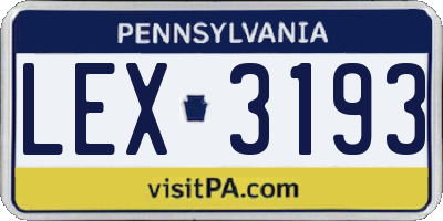 PA license plate LEX3193