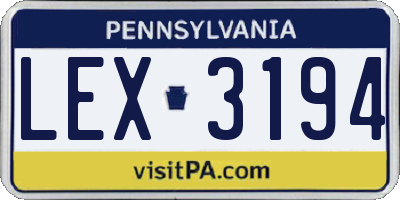 PA license plate LEX3194