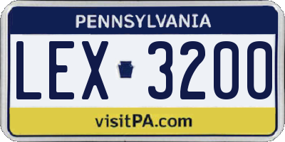 PA license plate LEX3200
