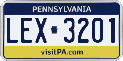 PA license plate LEX3201