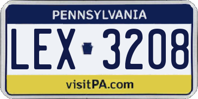 PA license plate LEX3208
