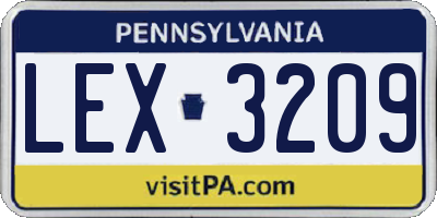 PA license plate LEX3209