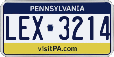 PA license plate LEX3214