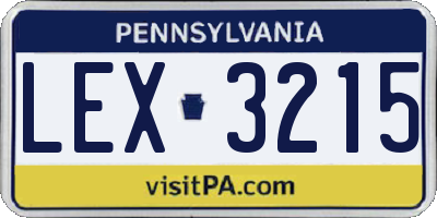 PA license plate LEX3215