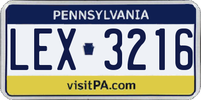 PA license plate LEX3216