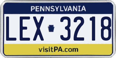 PA license plate LEX3218