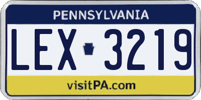 PA license plate LEX3219