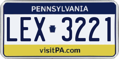 PA license plate LEX3221