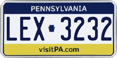 PA license plate LEX3232