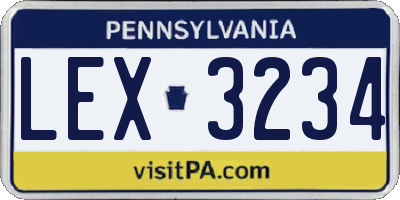 PA license plate LEX3234