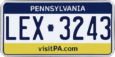 PA license plate LEX3243