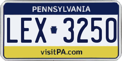 PA license plate LEX3250