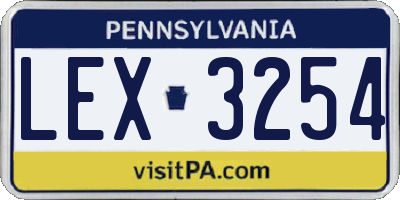 PA license plate LEX3254