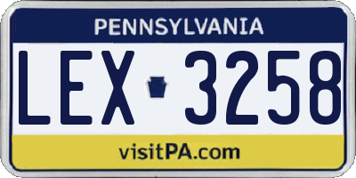 PA license plate LEX3258