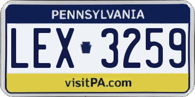 PA license plate LEX3259