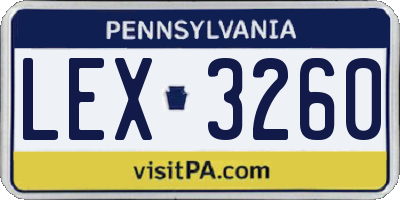 PA license plate LEX3260