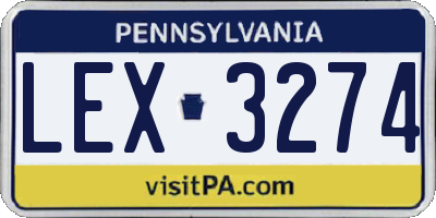 PA license plate LEX3274